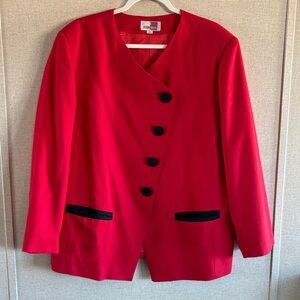 Vintage Sheridan Square Red Blazer Sz 20 Statement Jacket Office Chic Plus Size